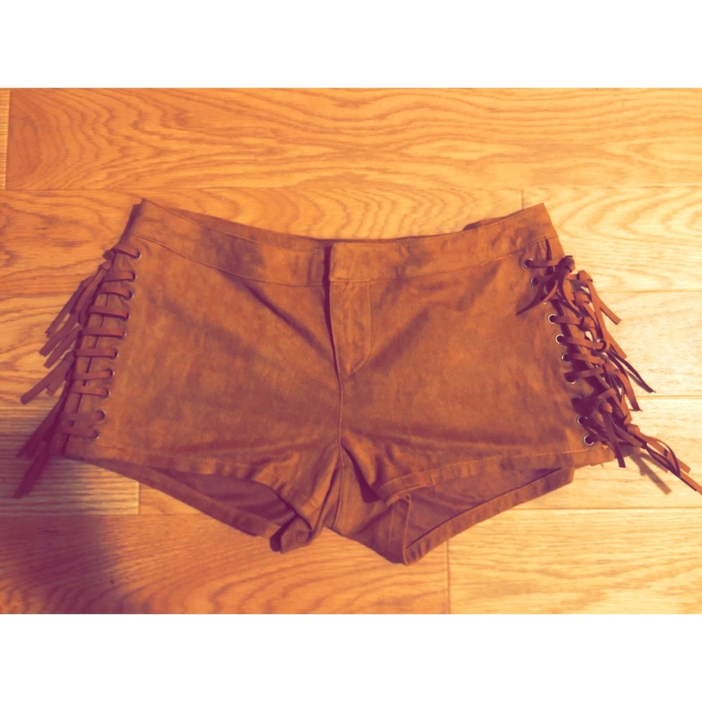 Soft Suede Fringe Shorts
